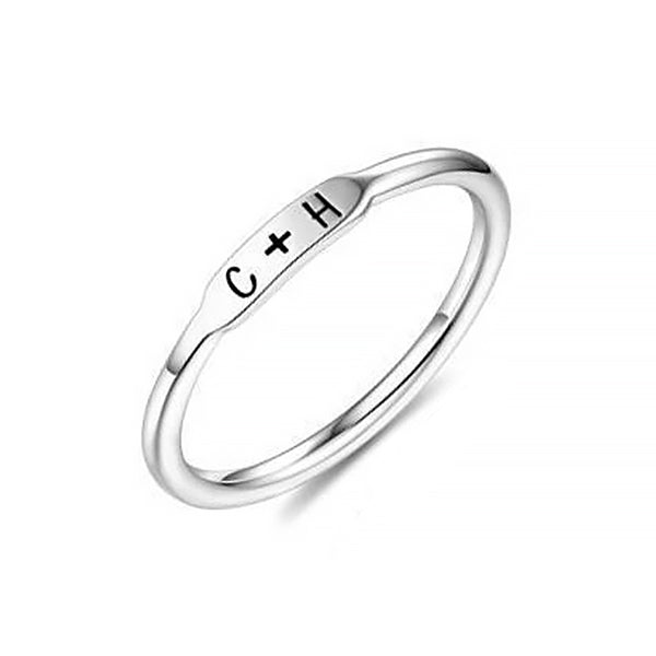 925 Sterling Silver Personalized Engraved Bar Ring, Custom Delicate Name Ring - onlyone