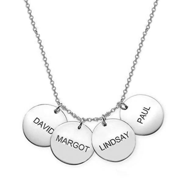 925 Sterling Silver Engraved Coin Name Necklace Nameplate Necklace - onlyone