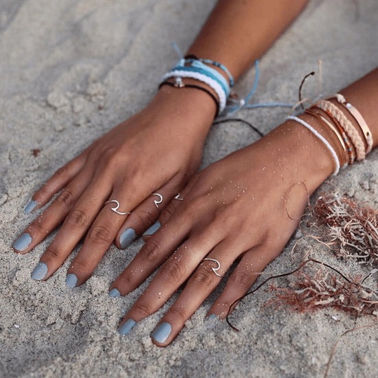 925 Sterling Silver Wave Ring, Stackable Ring - onlyone