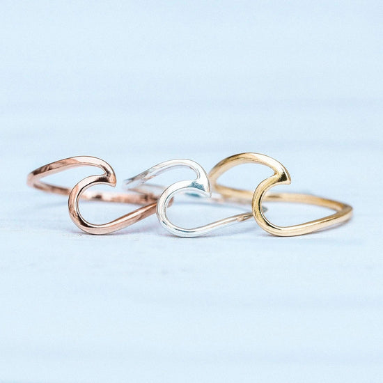 925 Sterling Silver Wave Ring, Stackable Ring - onlyone