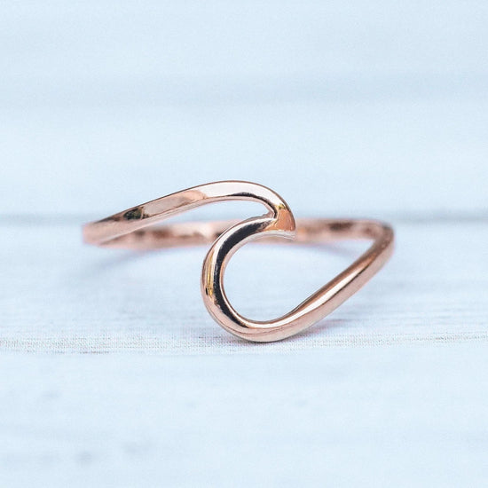 925 Sterling Silver Wave Ring, Stackable Ring - onlyone