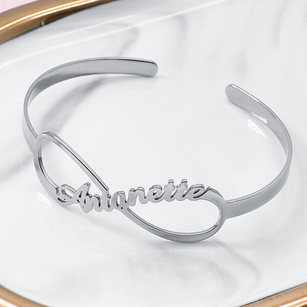 925 Sterling Silver Infinity Name Cuff